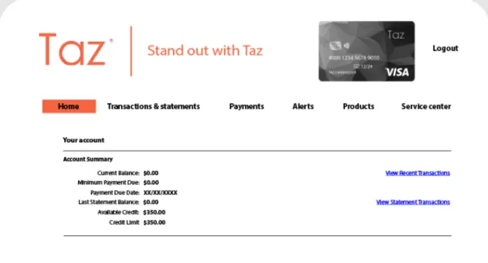 Taz payment page